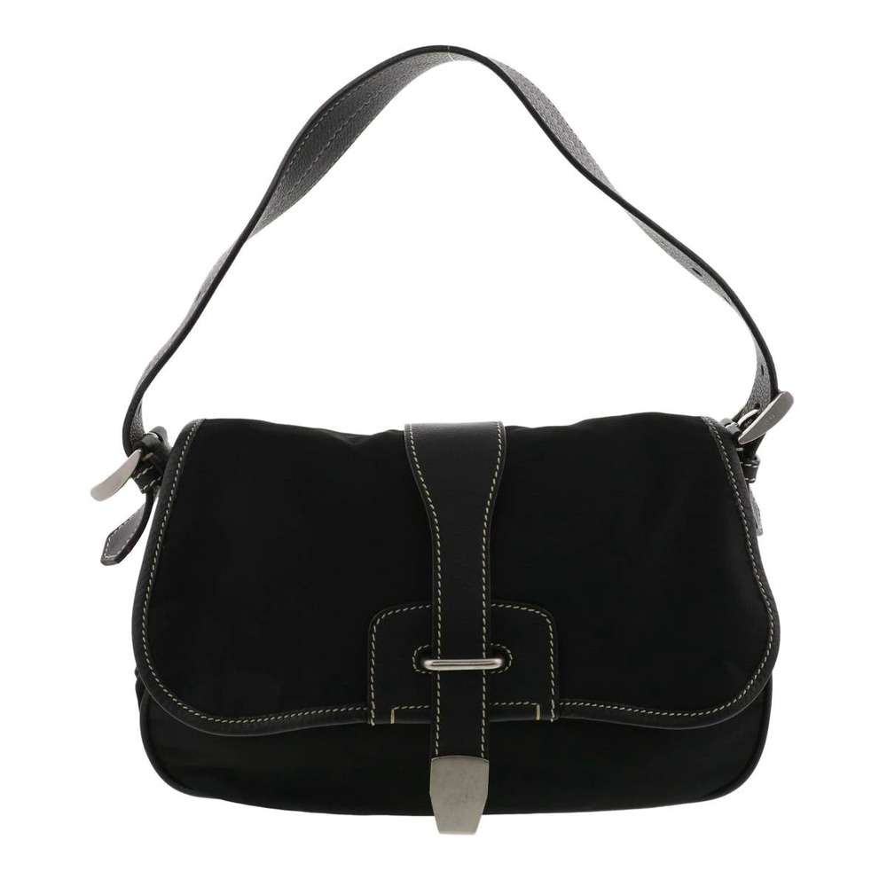 PRADA Leather Handbag Hobo Bag Tessuto Black